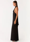 Alicia Satin Halter Maxi Dress Black