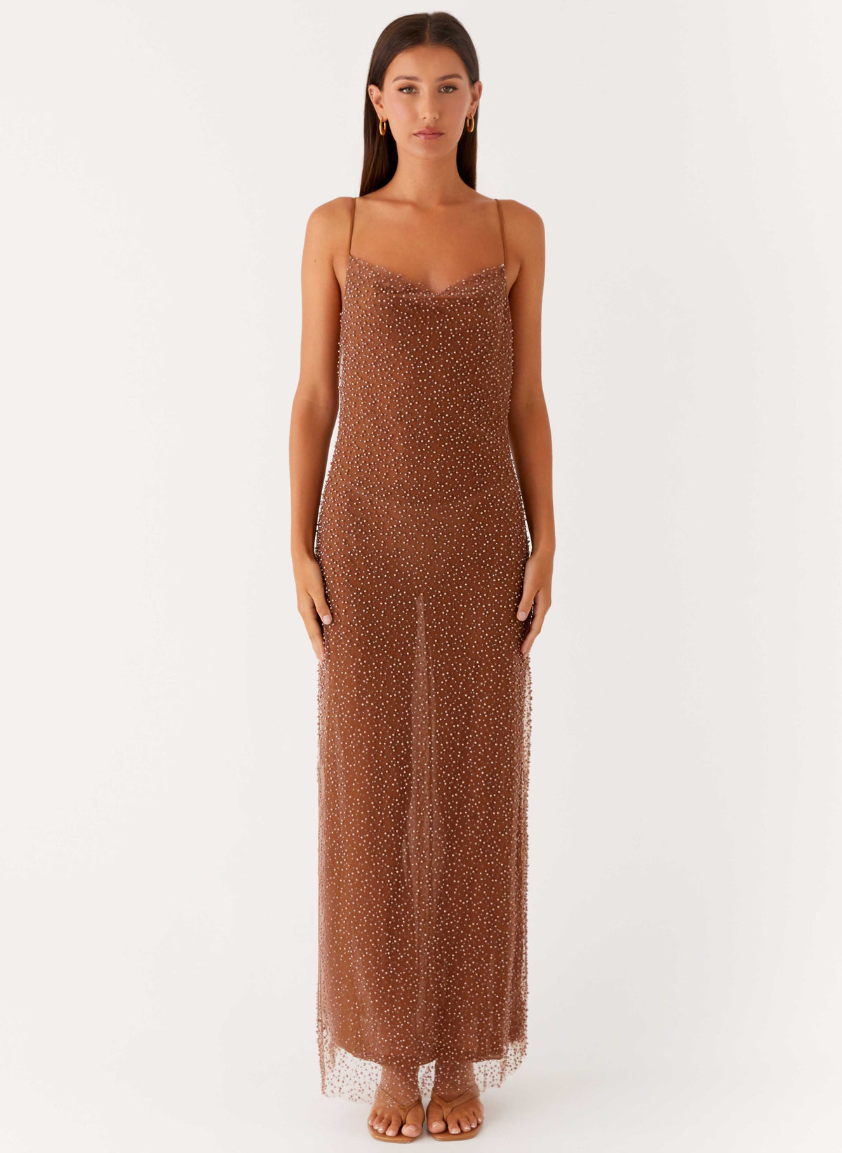 Zuella Beaded Maxi Dress Chocolate
