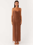 Zuella Beaded Maxi Dress Chocolate
