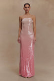 Miranda Strapless Sequin Maxi Dress Ombre Pink