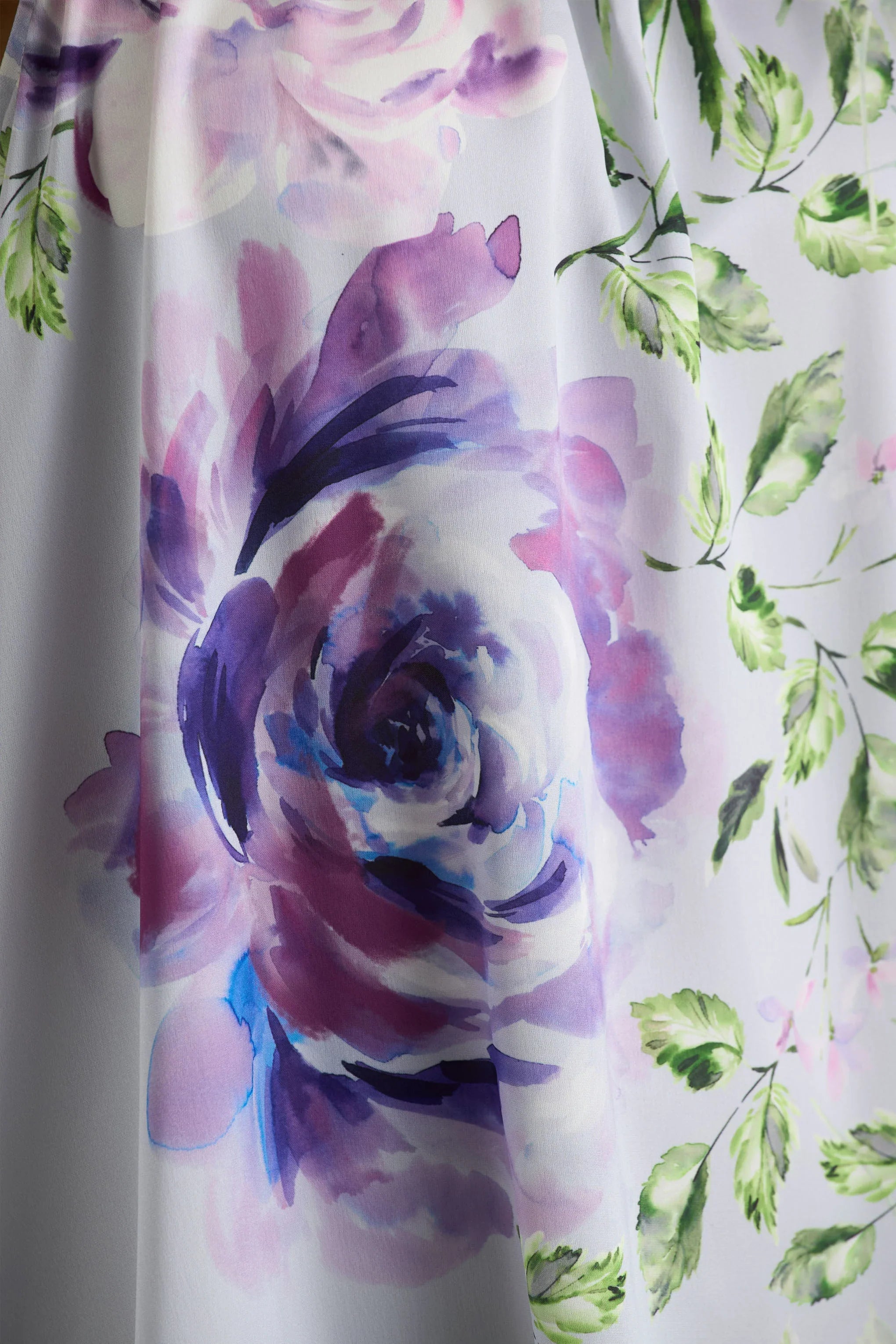 Evita Powder Blue Rose Print High Neck A Line Mini Dress With Bow
