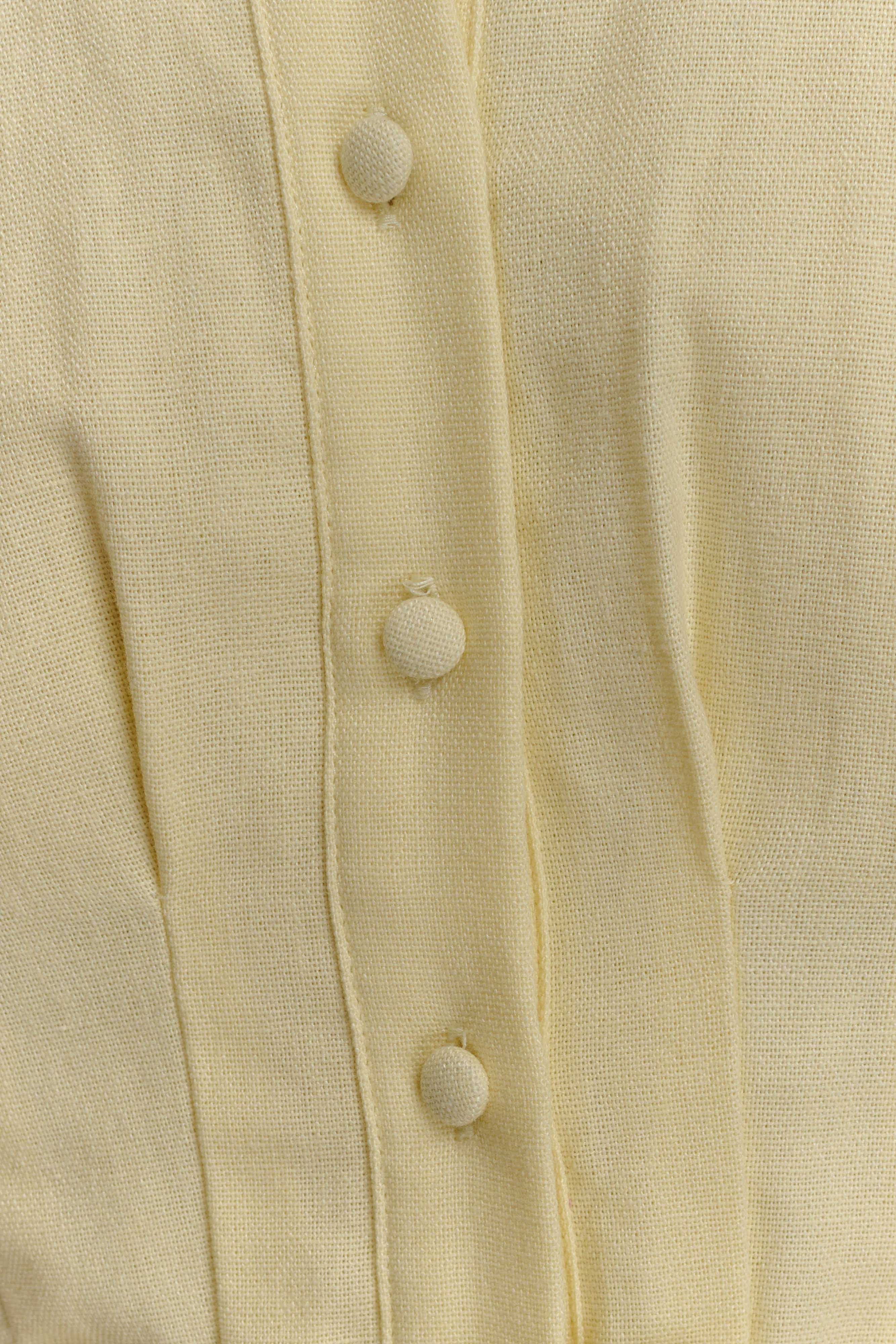 Aysha Buttoned Linen Mini Dress Lemon