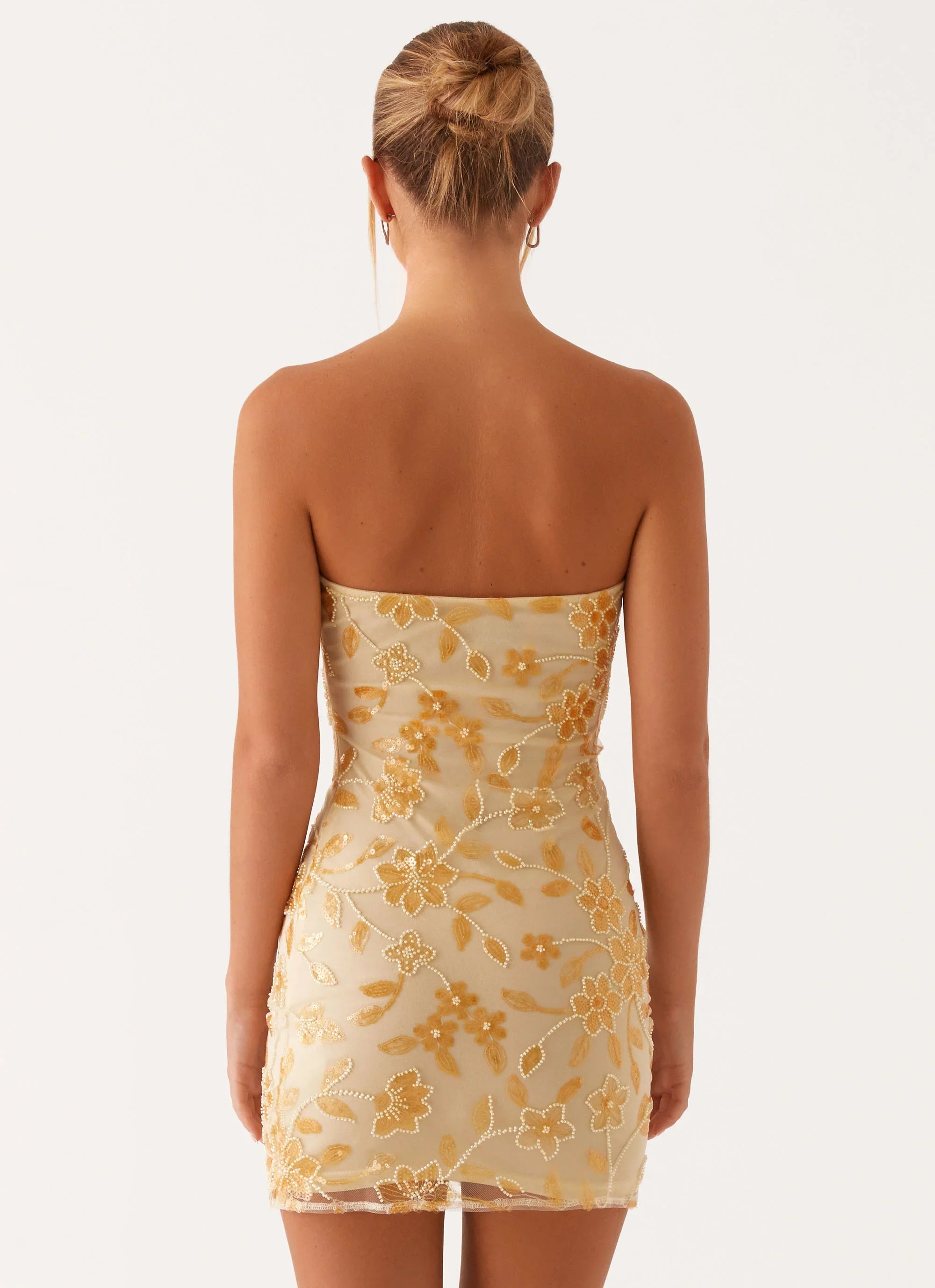 Moorey Beaded Mini Dress Yellow