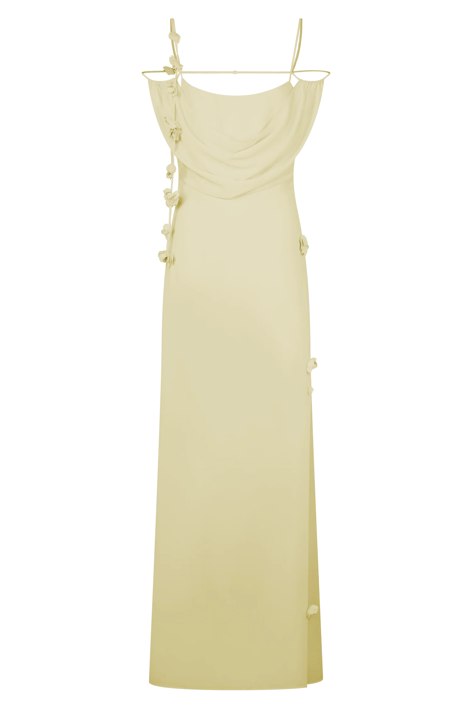 Rosalie Floral Chiffon Maxi Dress Pastel Lemon