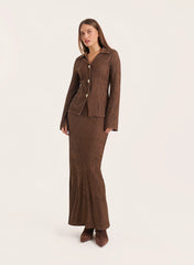 Chocolate Crinkle Jersey Long Sleeved Top