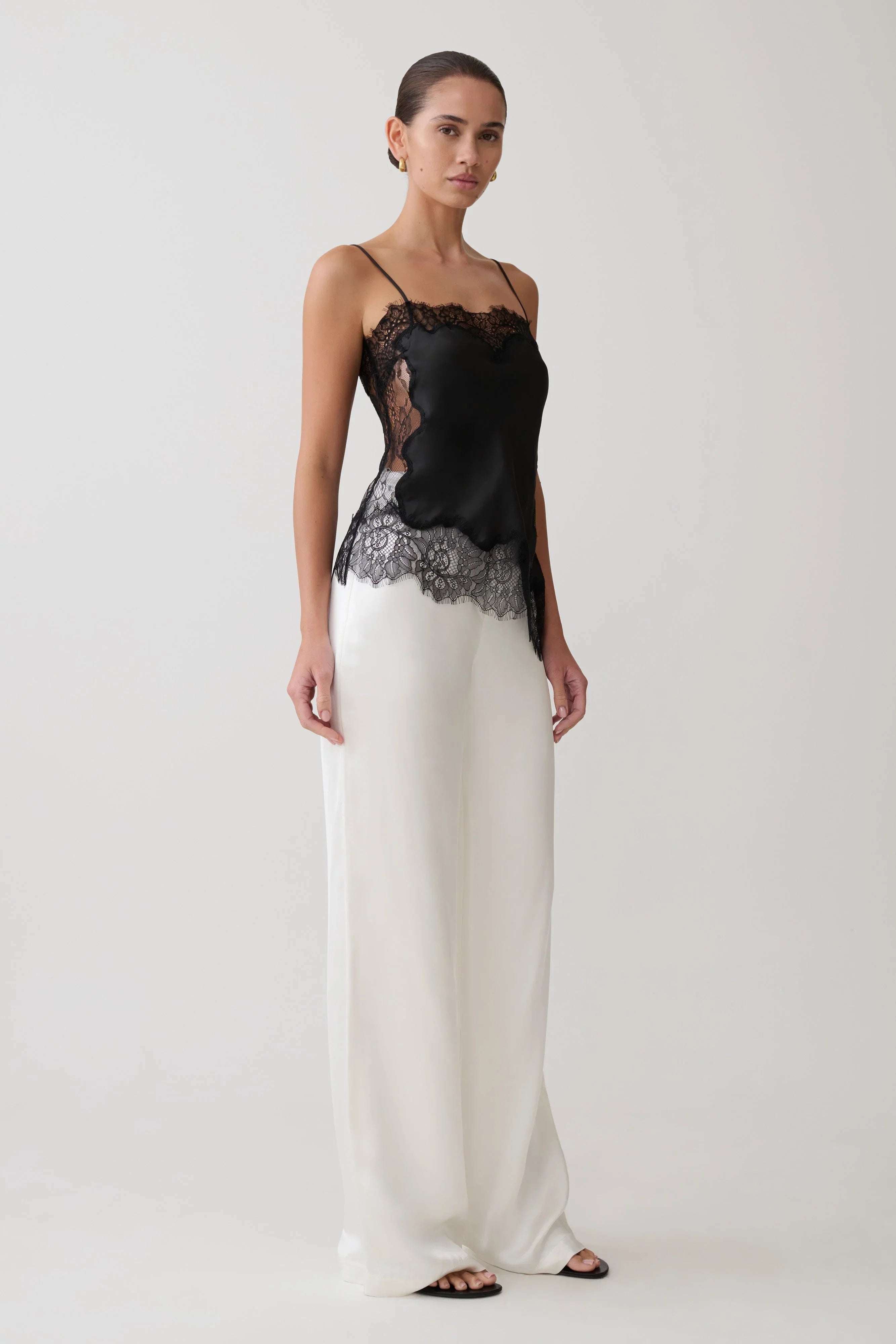 Miriam Satin Lace Camisole Black