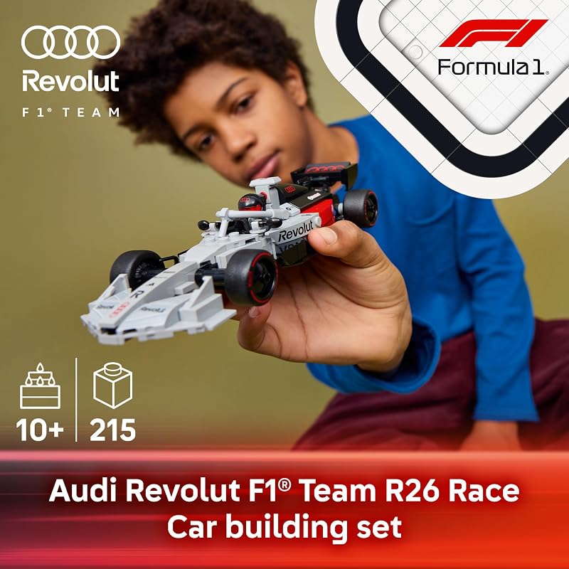 LEGO Speed Champions Audi Revolut F1 Team R26 Race Car Toy Building Sets for Boys Girls Ages 10 F1 Car Kit for Display or Play Gift for Birthdays 77259