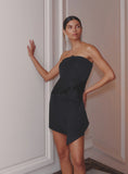 Black Bow front Satin Mini Dress