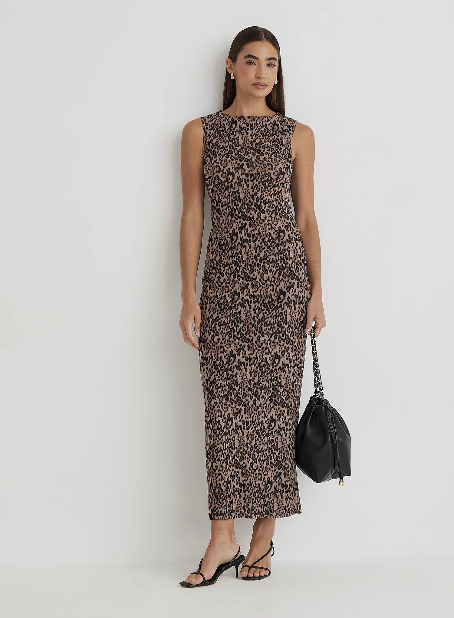 Leopard Print Mesh Maxi Dress Derry