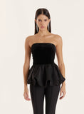 Black Velvet Peplum Corset Top