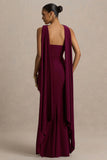 Leila Burgundy Sweetheart Maxi Dress With Scarf