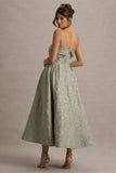 Zuma Light Blue Jacquard Strapless Midi Dress