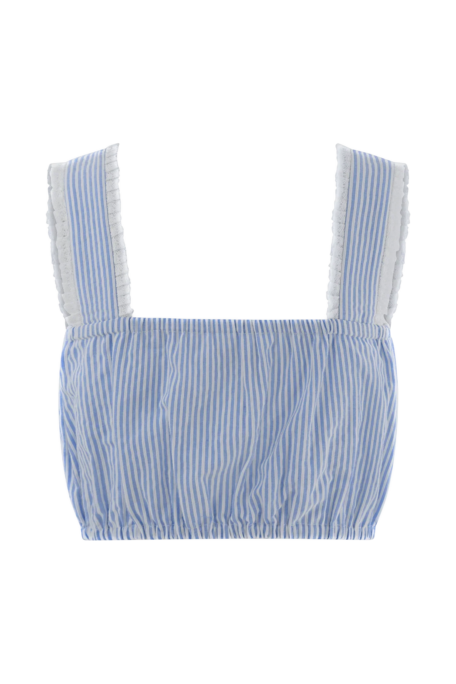 Gretel Sleeveless Crop Top Blue Pinstripe