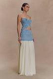 Tully Chiffon Denim Maxi Skirt 80S Blue