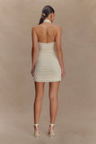 Mariposa Slinky Halter Mini Dress Ivory