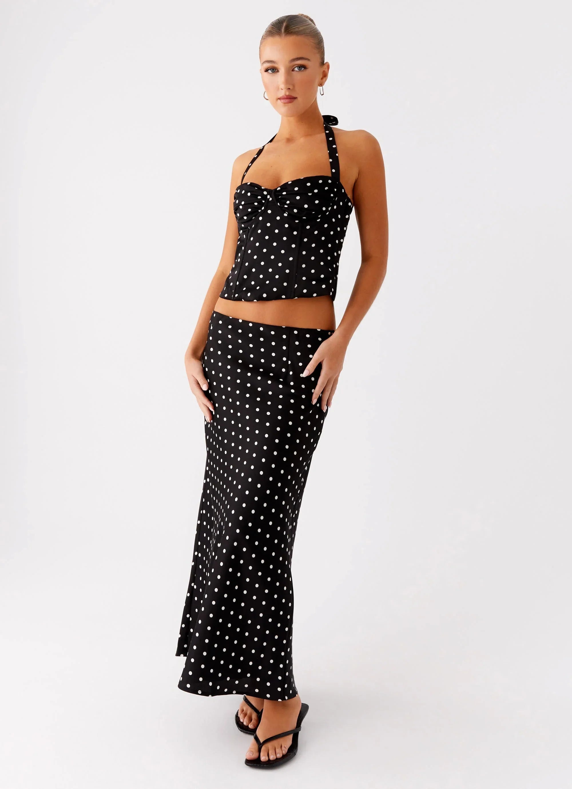 Breanne Midi Skirt Black Polka Dot