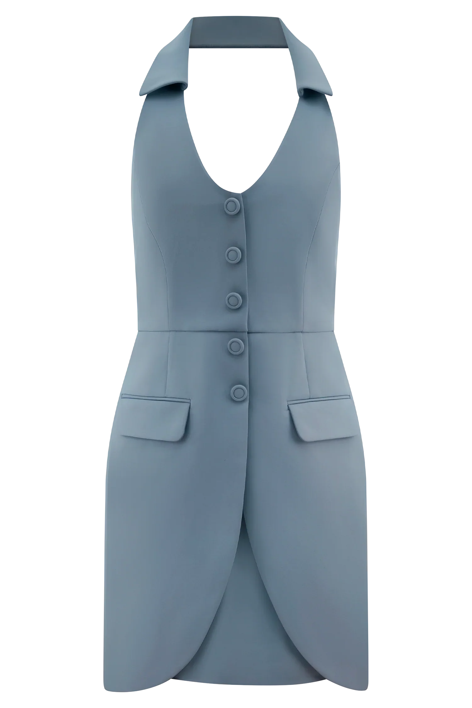 Ruth Cotton Halter Mini Dress Ocean Blue