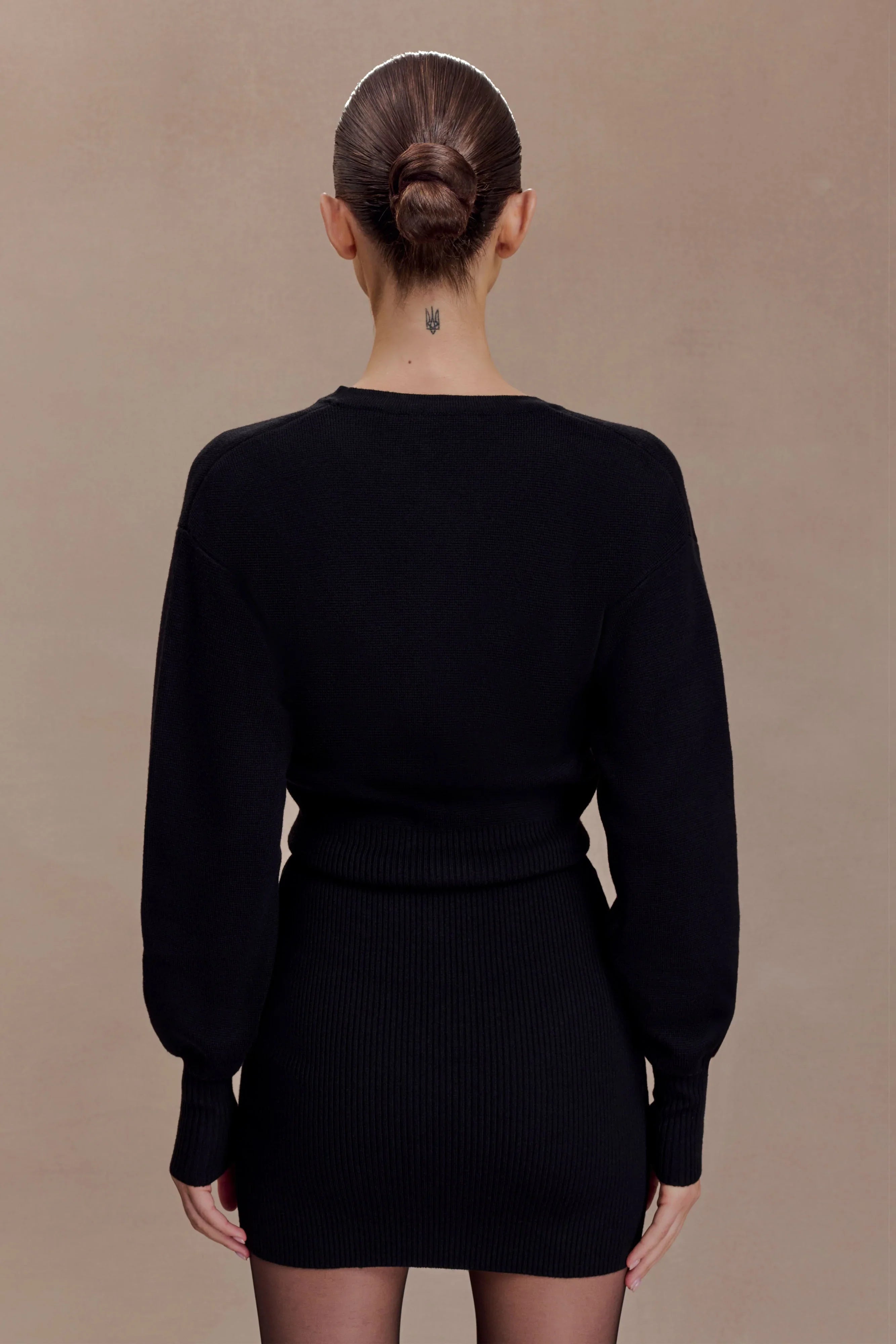 Xaden Wool Mix Knit Mini Dress Black