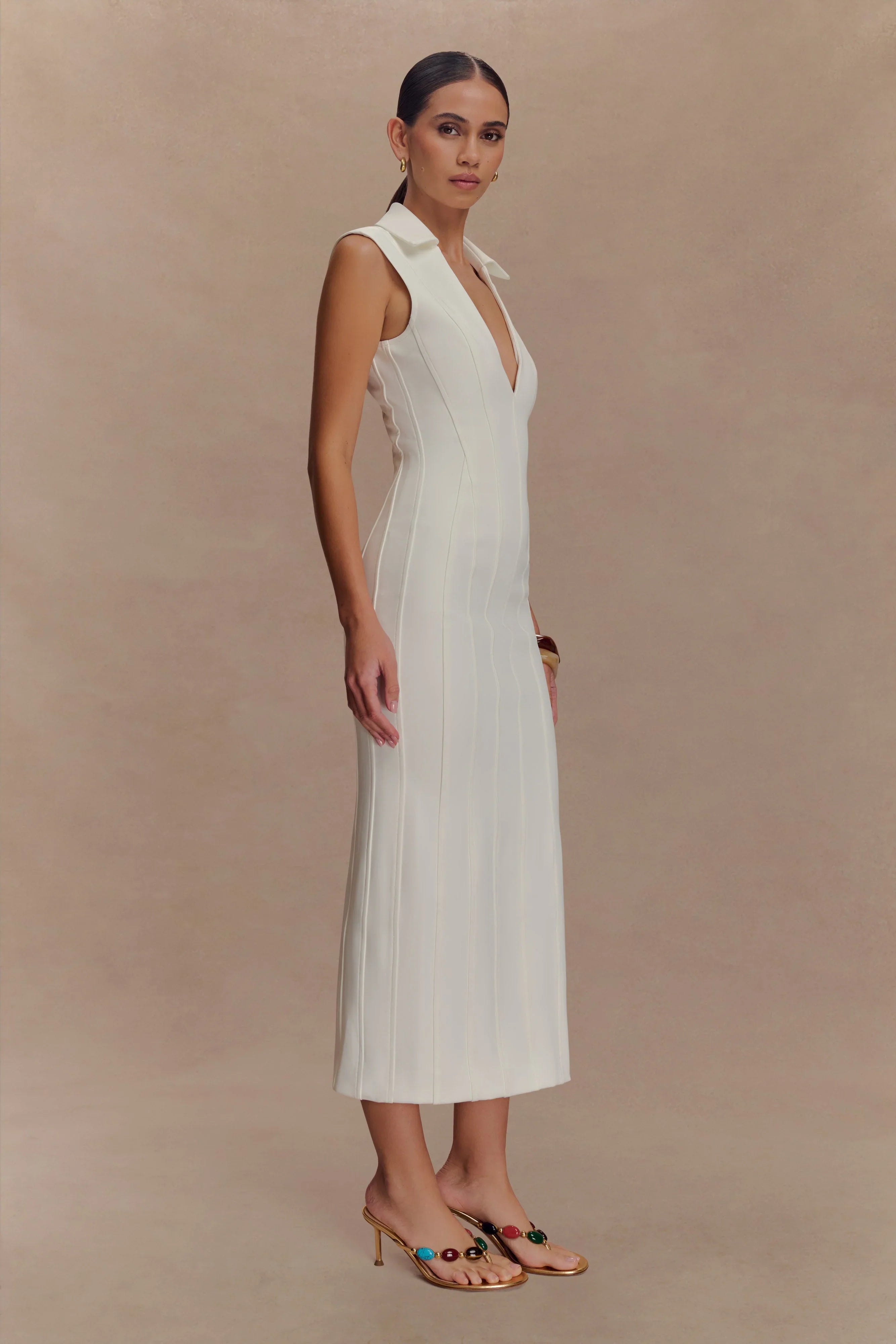 Keagan Sleeveless Midi Dress Ivory