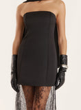 Black Bandeau Woven And Lace Mix Maxi Dress