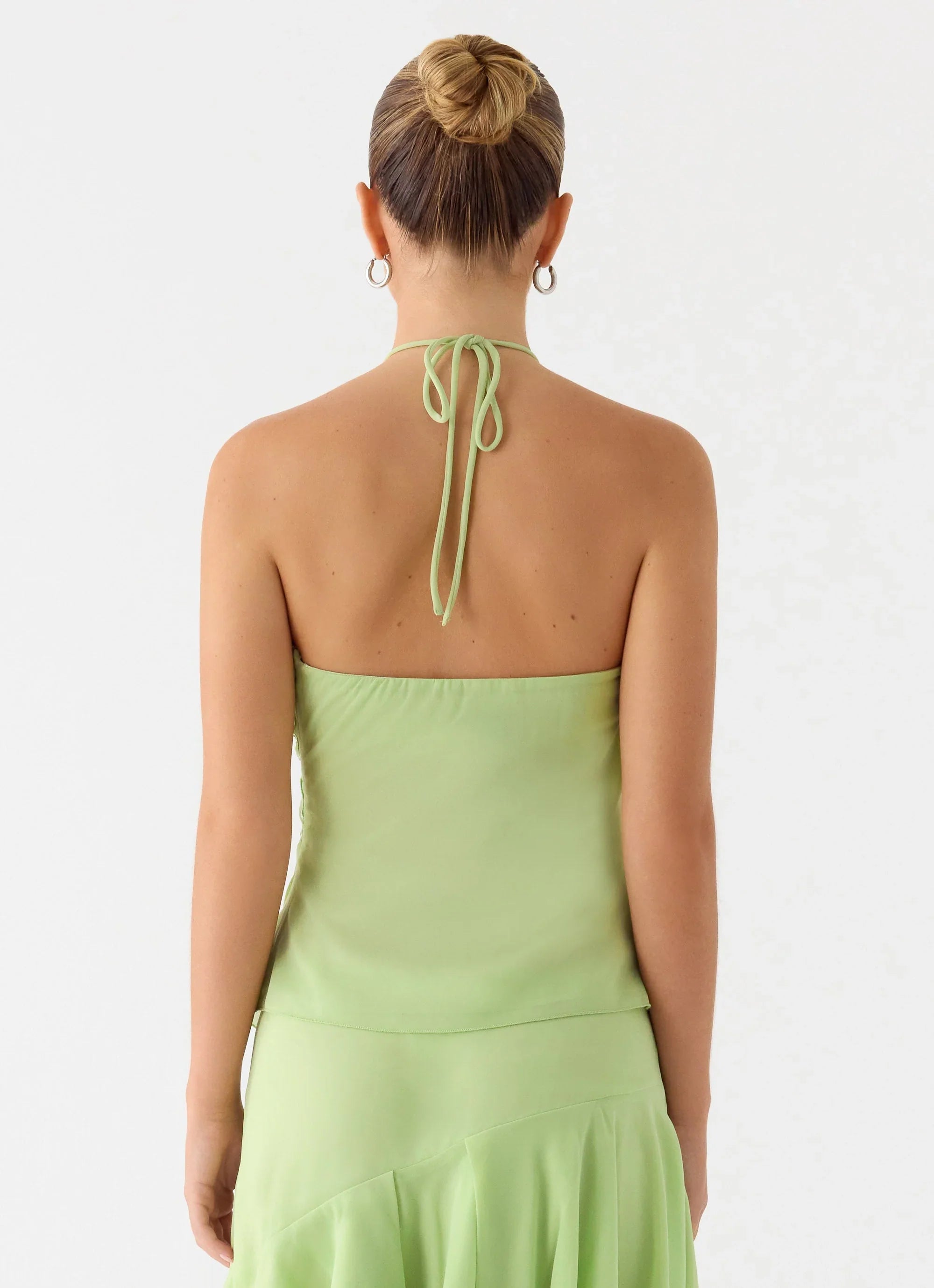 Teneika Beaded Flower Top Lime