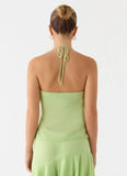 Teneika Beaded Flower Top Lime