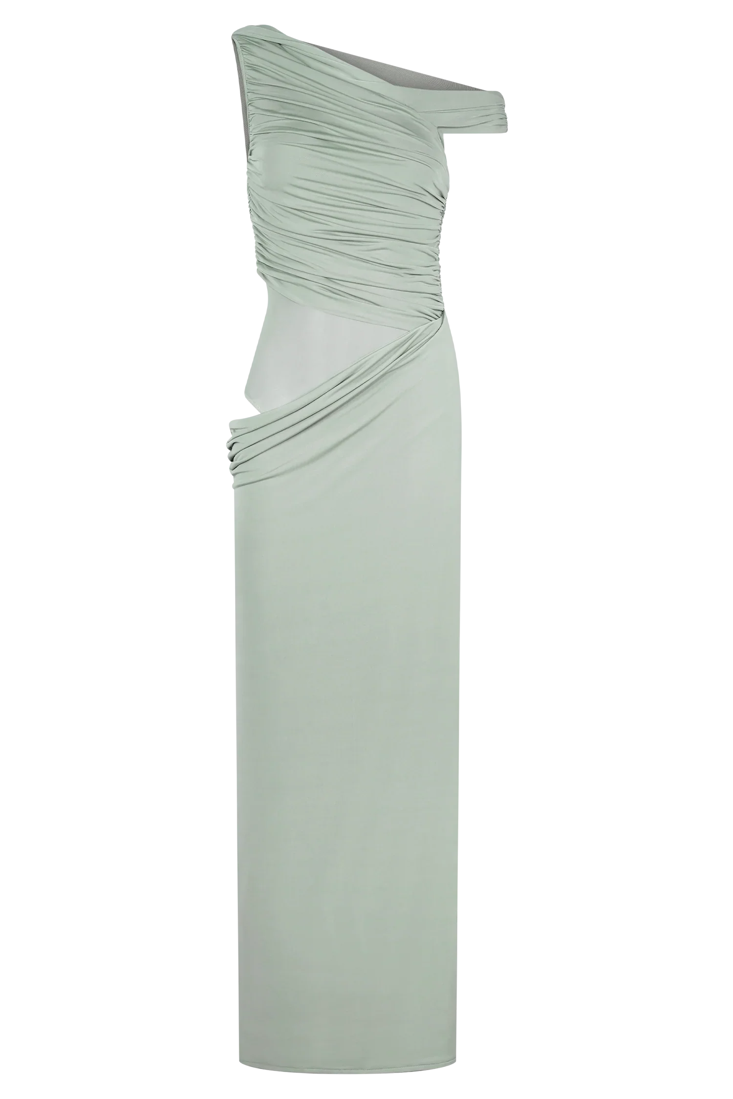 Callen One Shoulder Slinky Maxi Dress Sage
