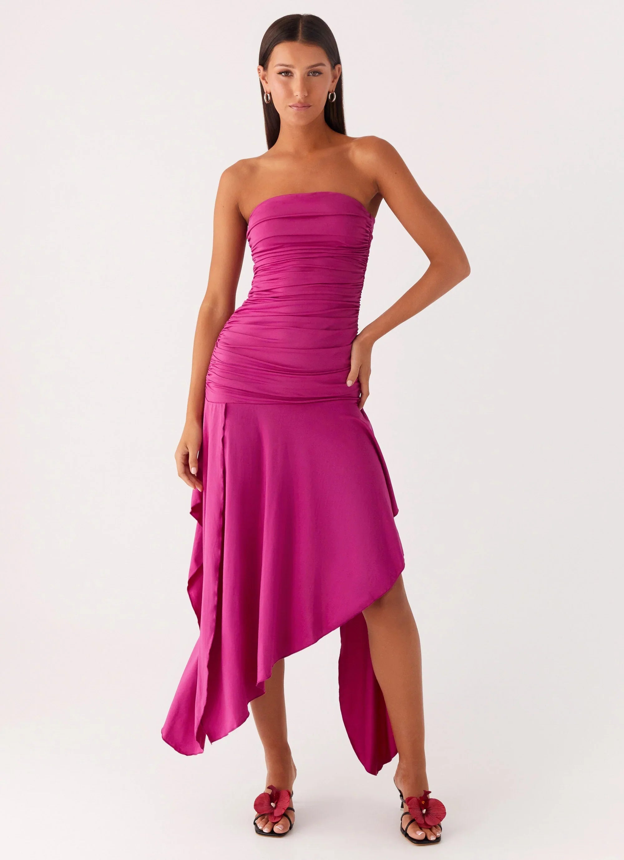 Ora Strapless Maxi Dress Fuchsia