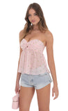 Floral Strapless Babydoll Top in Pink