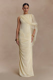 Amandine Ruched Slinky Maxi Dress Lemon