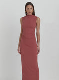 Dusty Red Jersey Midaxi Dress