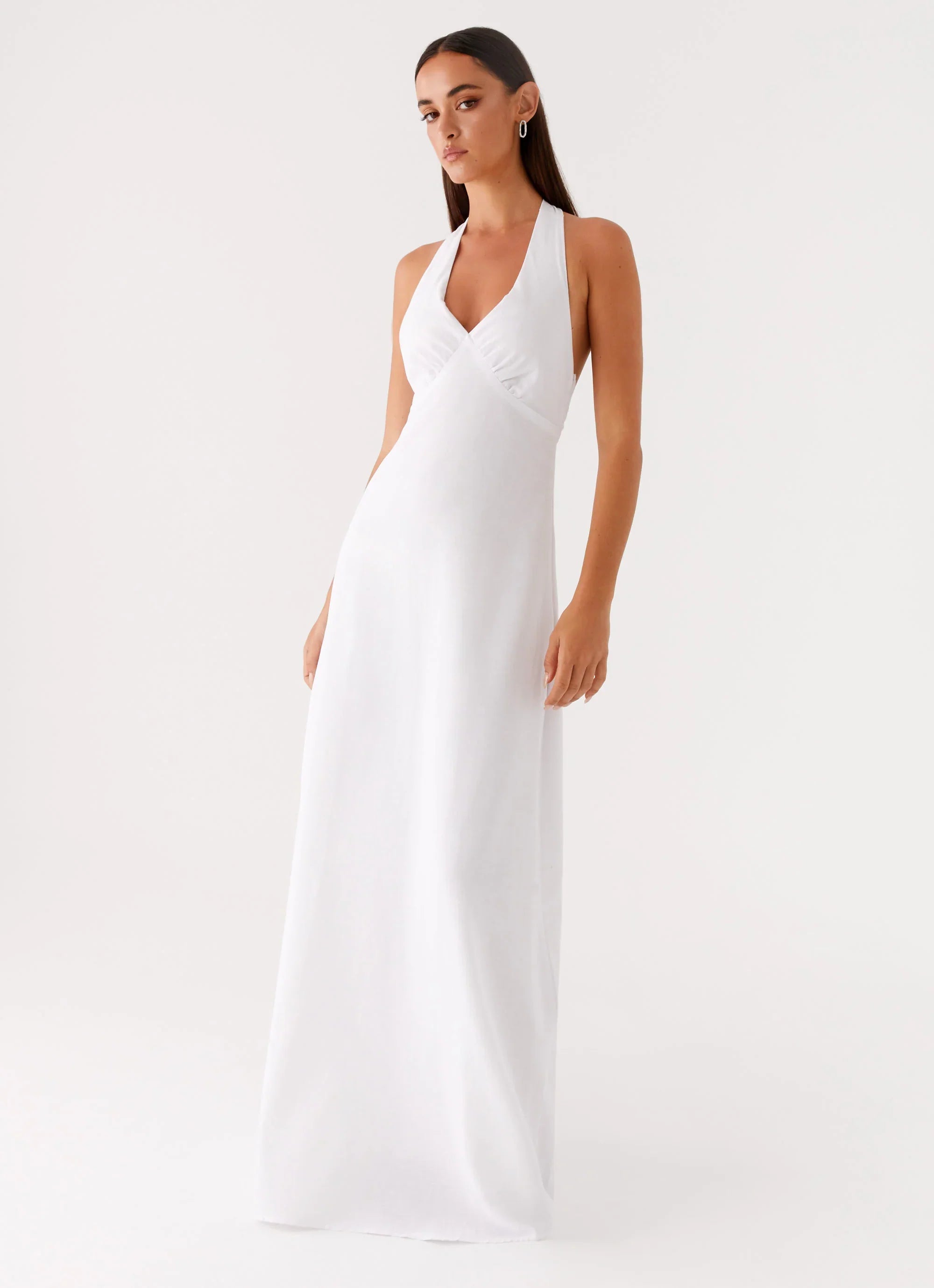 Heavy Hearted Linen Maxi Dress White