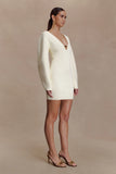 Billy Balloon Sleeve Knit Mini Dress Ivory