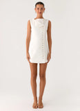 Golden Touch Cotton Mini Dress White