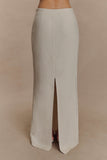 Casey Linen Embroidered Maxi Skirt Natural