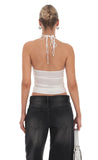 Rhinestone Mesh Halter Top in White
