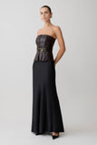 Thalia Faux Leather Boned Corset Dark Chocolate