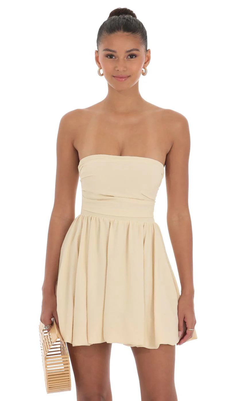 Strapless Bubble Dress in Cream