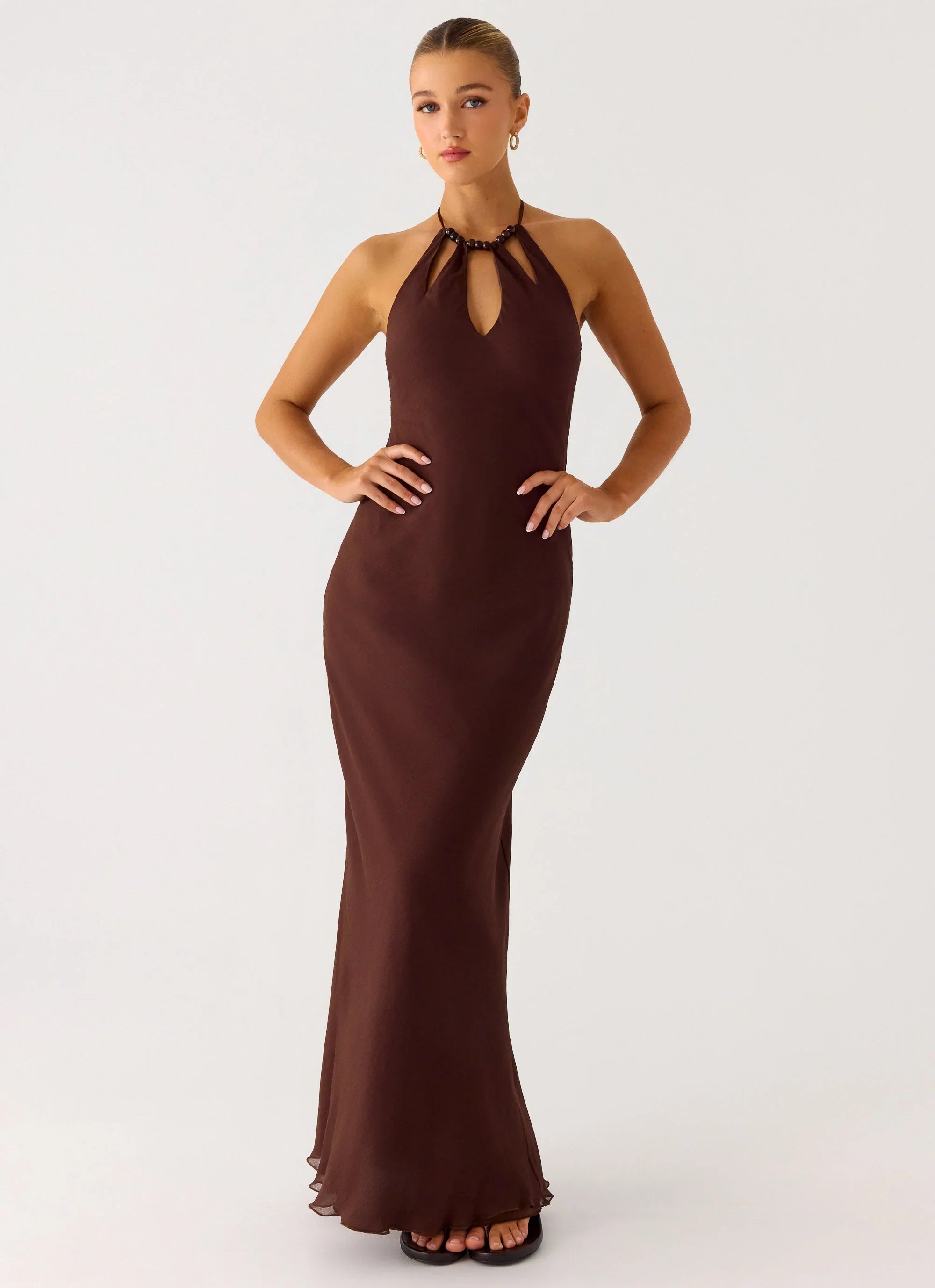 Harlyn Halter Maxi Dress Chocolate