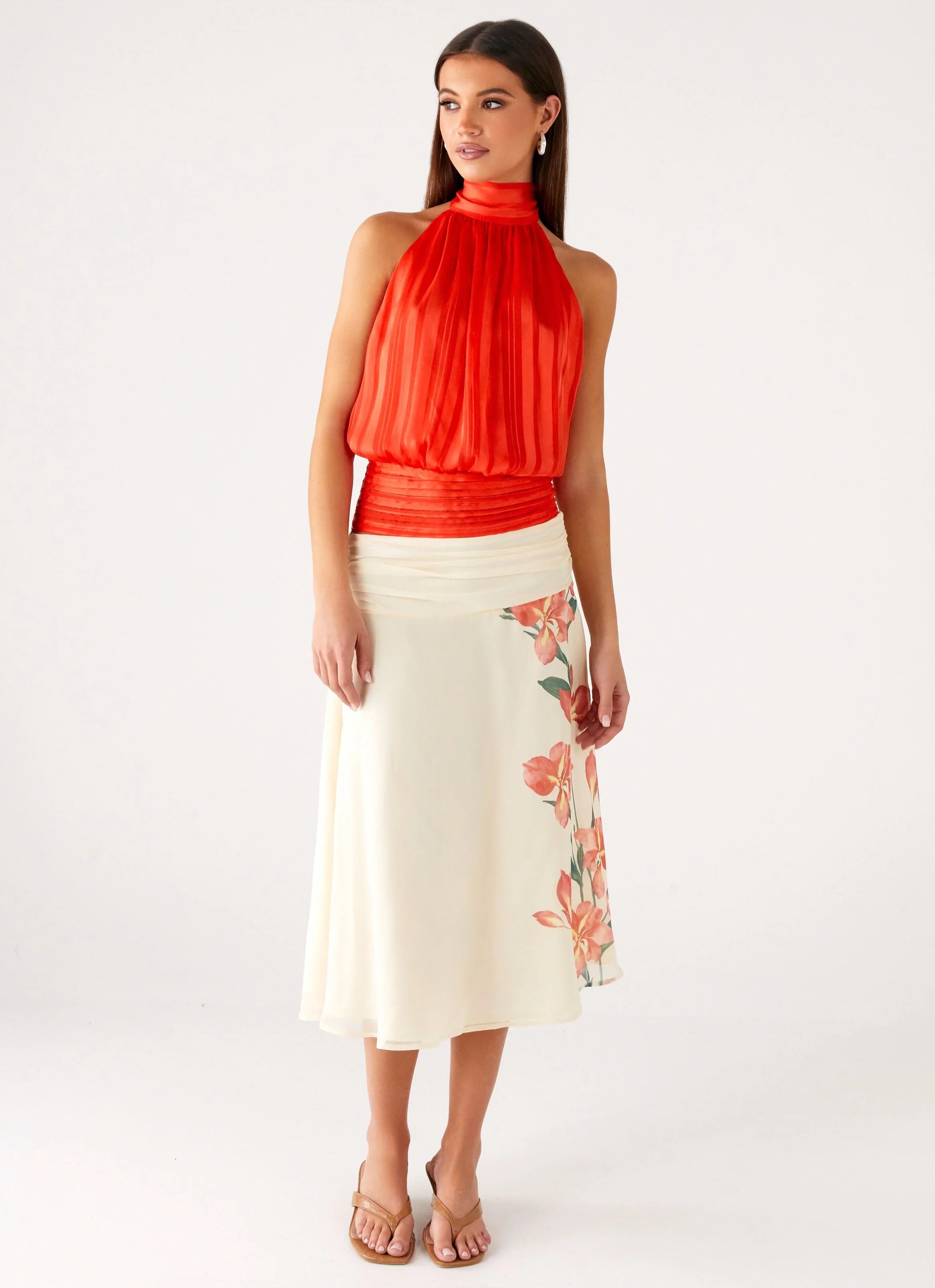 Willow Chiffon Top Coral