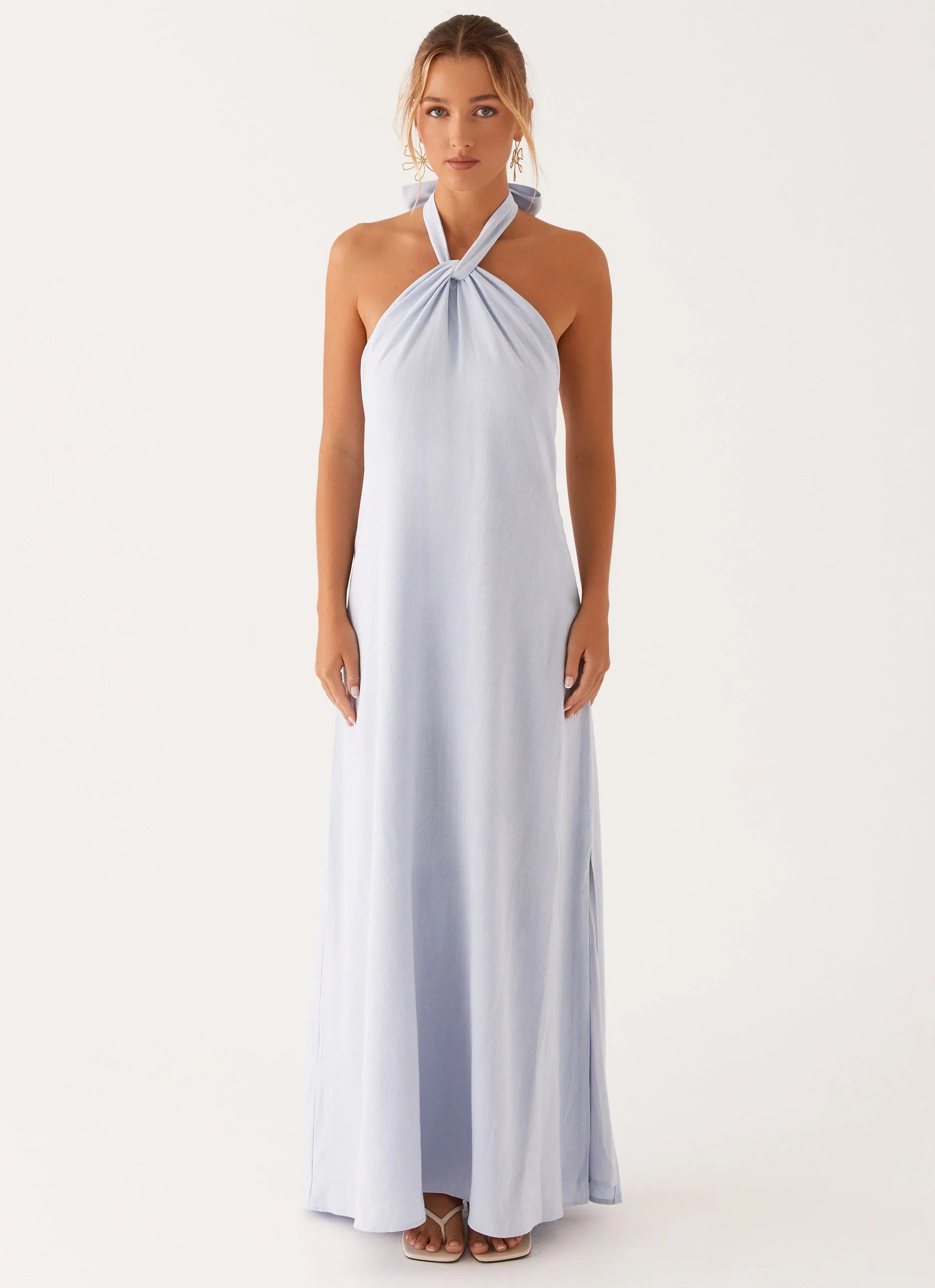 Golden Child Linen Maxi Dress Blue