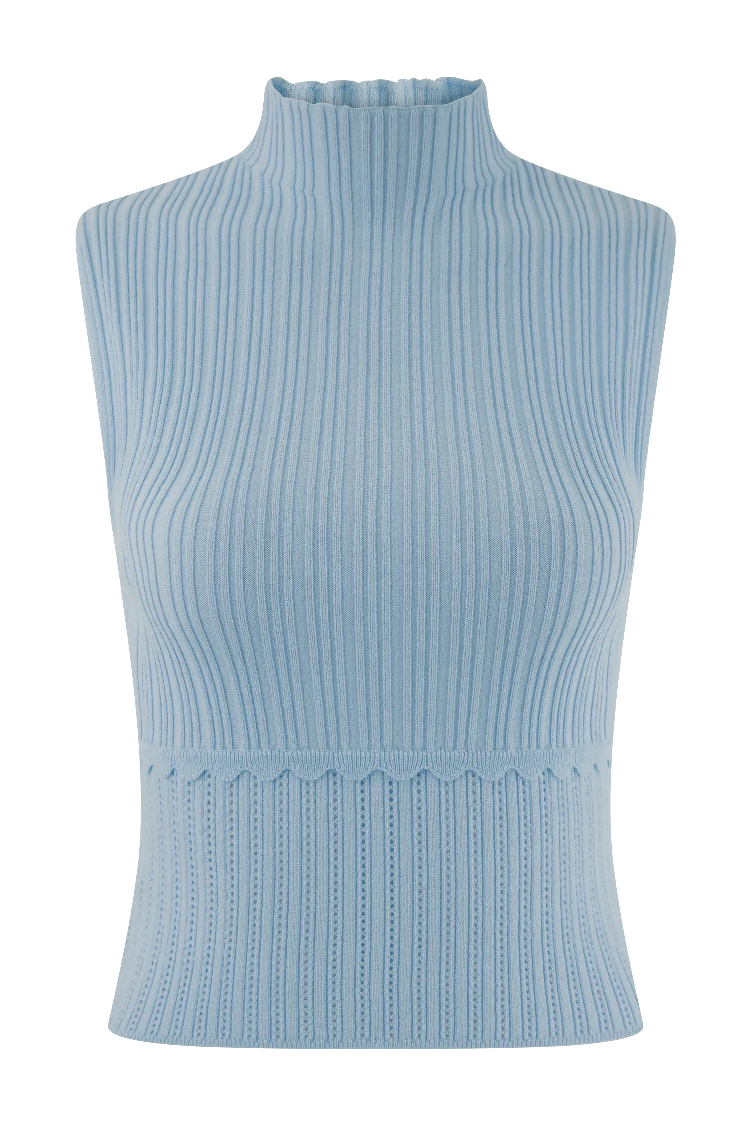 Indy Pointelle Knit Top Cornflower Blue