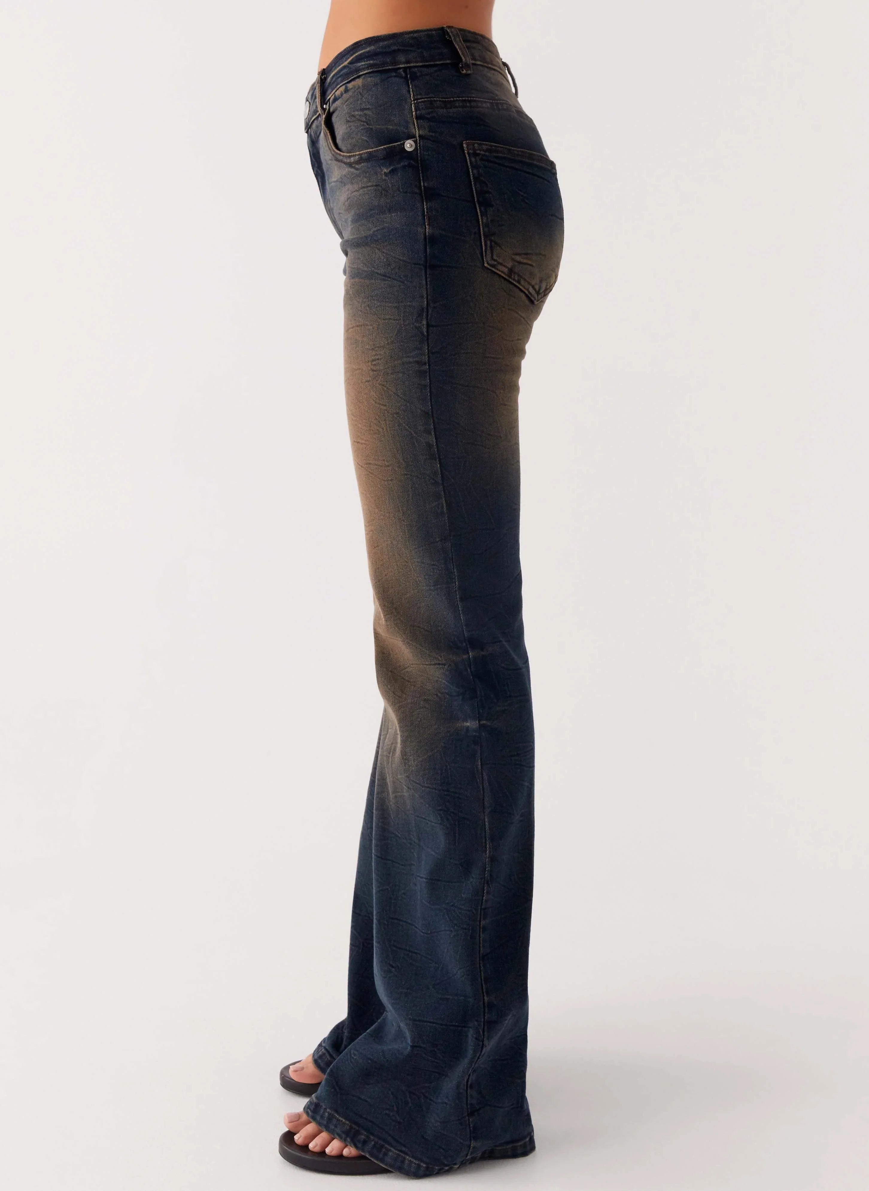 Oregon Flared Denim Jeans Dirty Black Wash