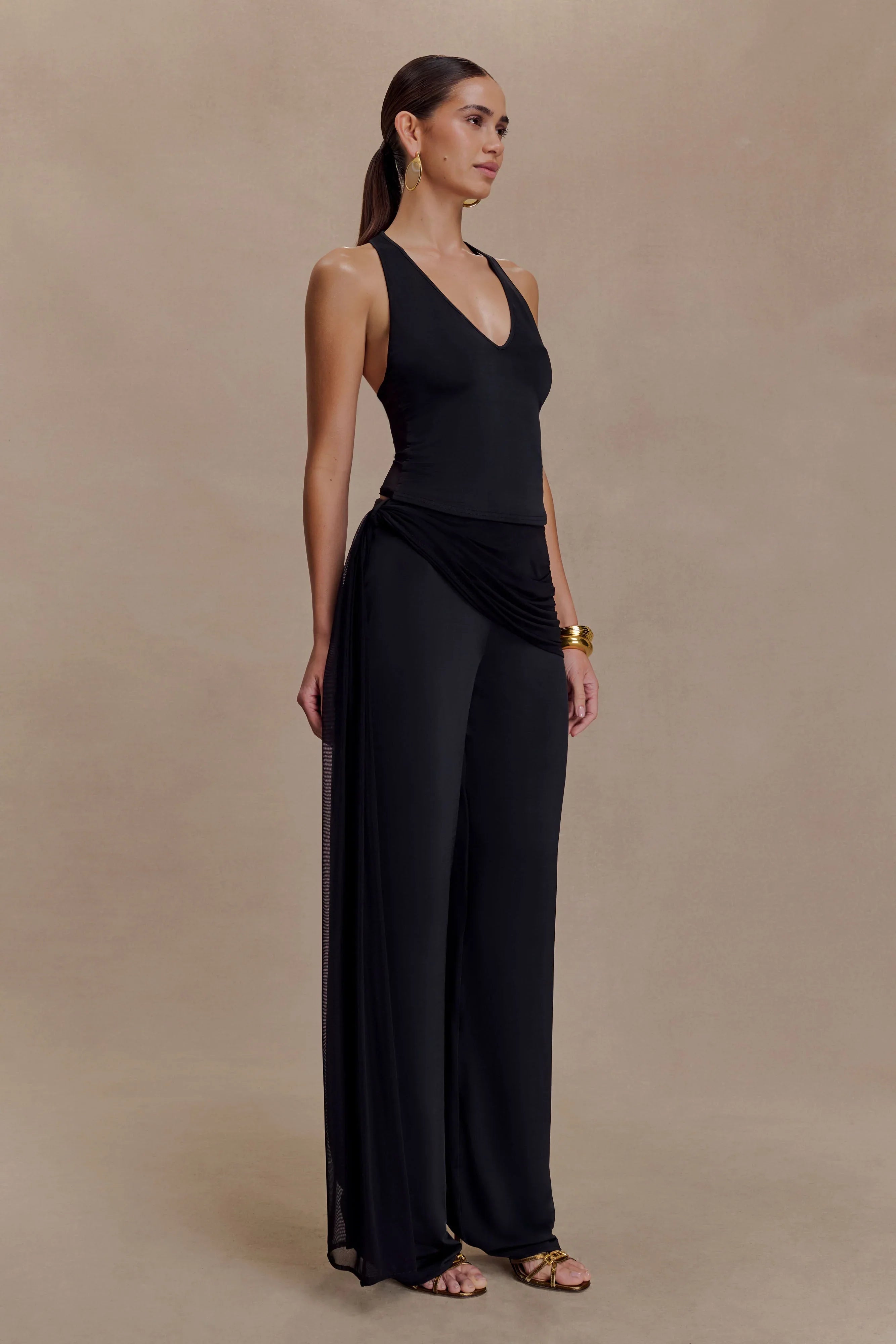 Aspyn Slinky And Mesh Top Black