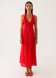 Falling For You Midi Dress Red