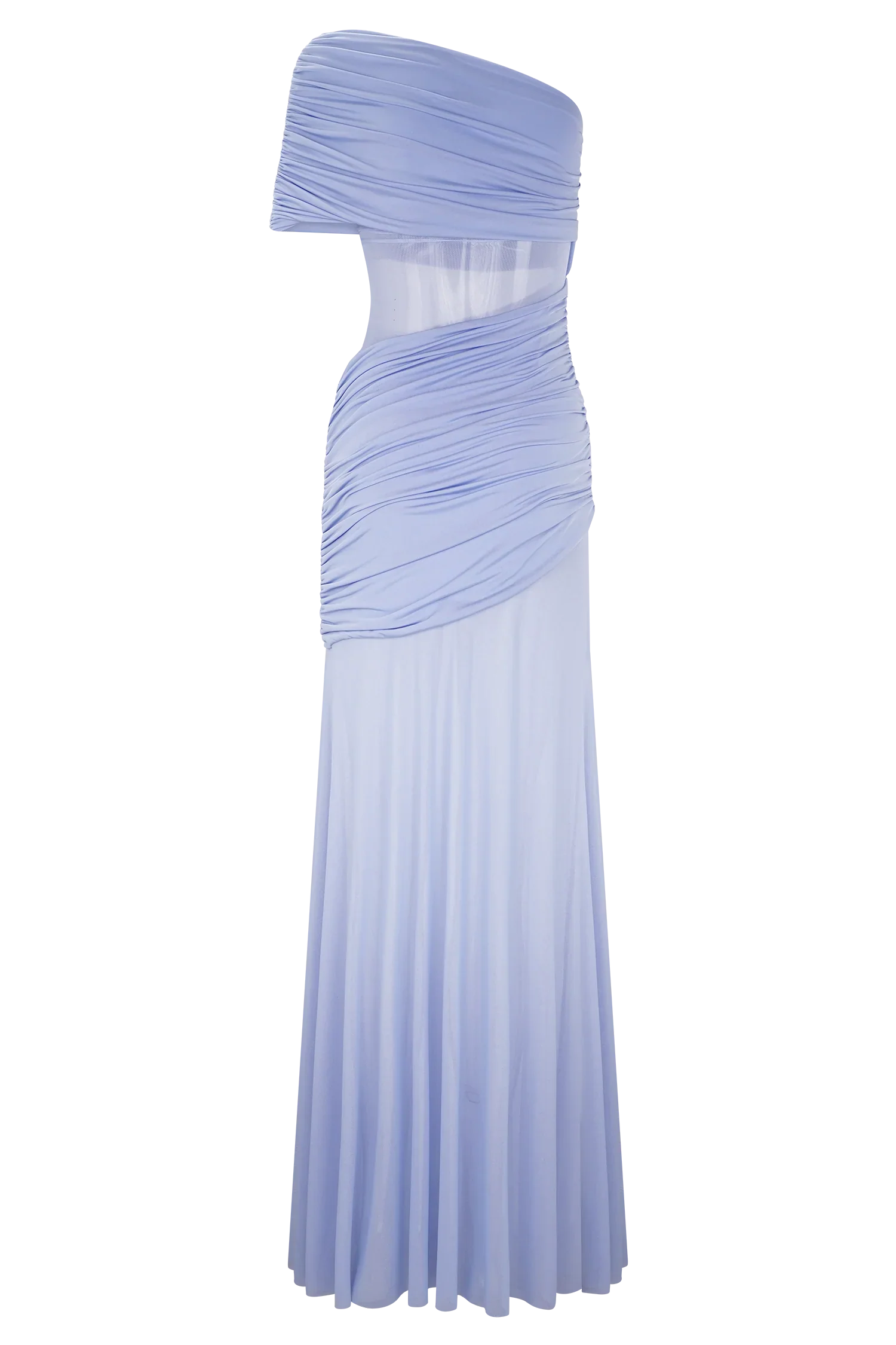 Dallas One Shoulder Mesh Maxi Dress Lavender