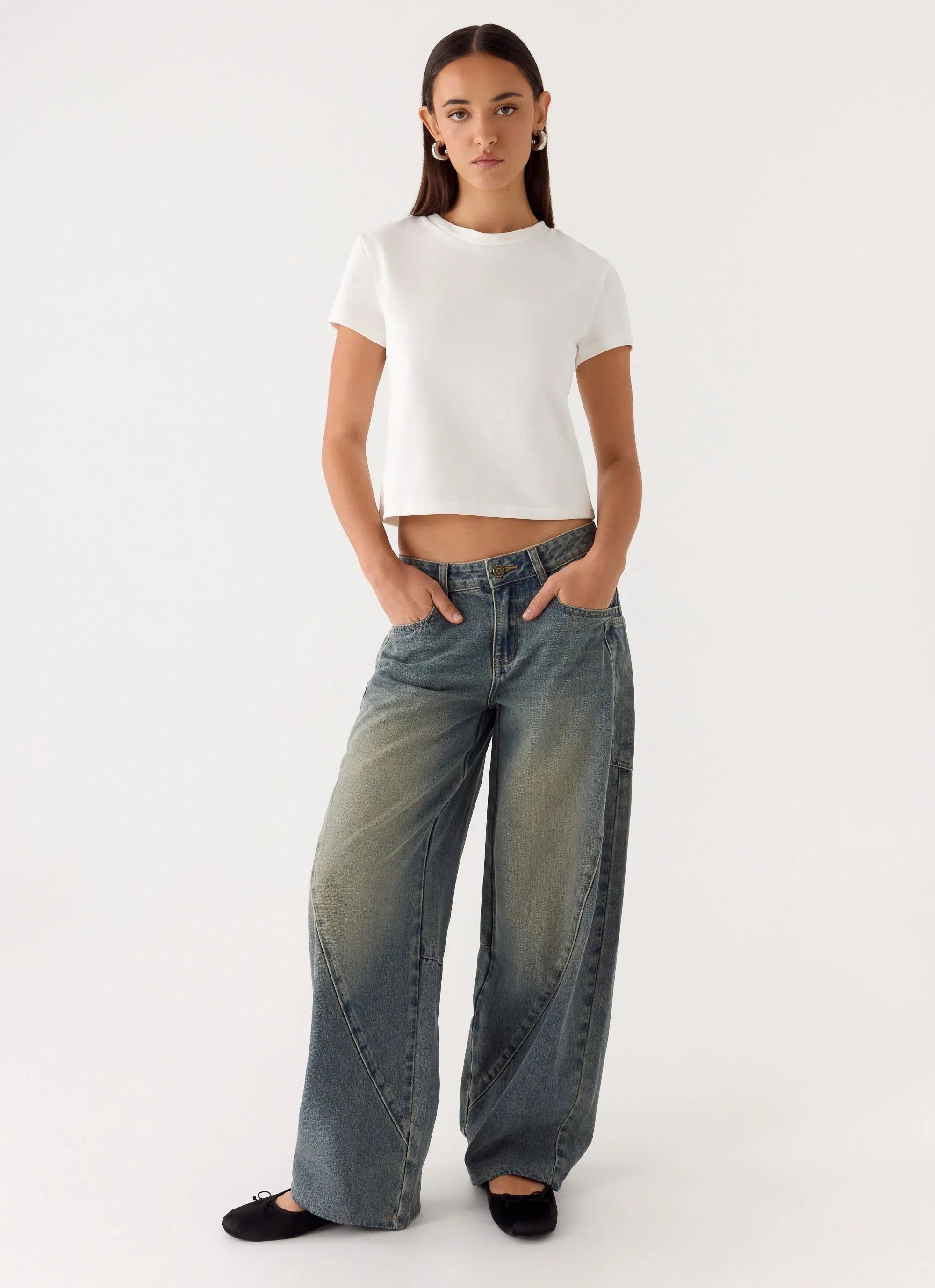Joseph Low Rise Denim Jeans Vintage Wash Blue