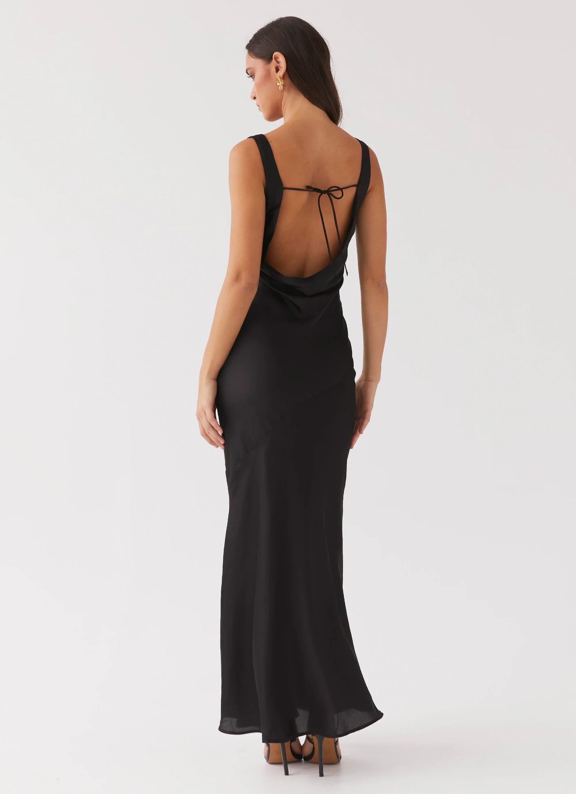 Be Mine Satin Maxi Dress Black