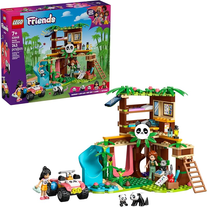 LEGO Friends Panda Sanctuary Animal Care Building Toy Playset for Girls Boys Ages 7 Gift Idea for Birthdays W 2 Minifigures Panda Toys 42648