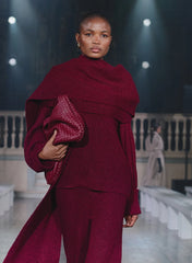 Burgundy Slouchy Knitted Jumper With Scarf